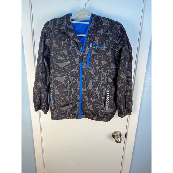 Free Country Boys Hooded Windbreaker Jacket Medium 10/12 Black Fleece Lined - Picture 1 of 6